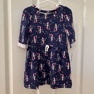Cherokee Mermaid Dress Neon Pink Navy Blue Fish 3/4 Sleeve Girls Size 3T NWT